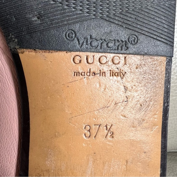 GUCCI Princetown Leather Horsebit Loafer Mules Sz 37.5 Perfect Pink Italy Made - Picture 11 of 17